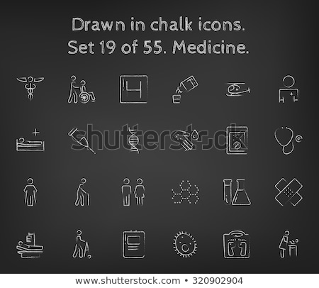 ストックフォト: Heart Defibrillator Icon Drawn In Chalk