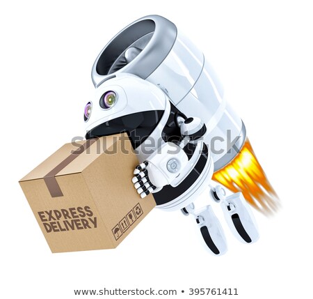 Stockfoto: Delivery Robot Isolated Contains Clipping Path