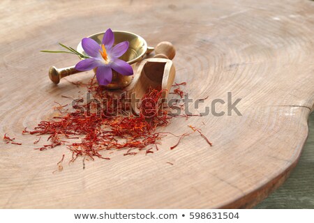 Zdjęcia stock: Culinary Mortar With Spice Saffron