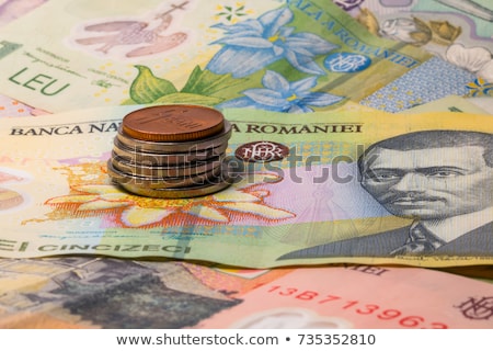 ストックフォト: Different Banknotes And Coins Of Romania Money