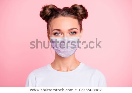 Foto stock: Beautiful Young Woman Face Over White Background