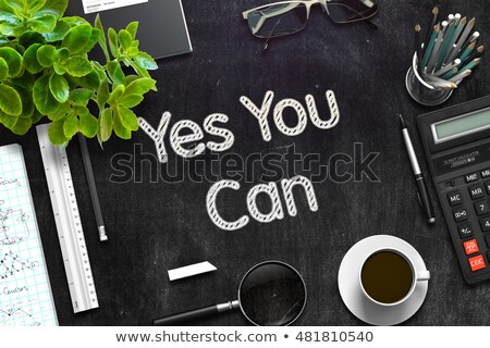 Stock fotó: Black Chalkboard With Yes You Can Concept 3d Rendering