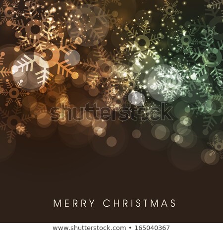 Foto stock: Orange Merry Christmas Party Flyer With Shiny Snowflakes Design