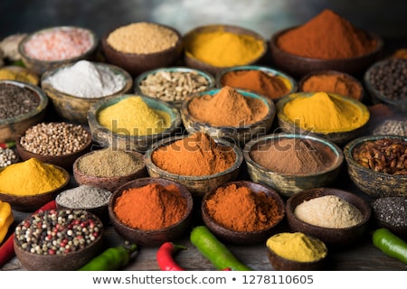 Foto stock: Set Of Various Spices And Herbs And Cookbook