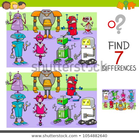 Stock photo: Finding Differences Game With Fantasy Robots