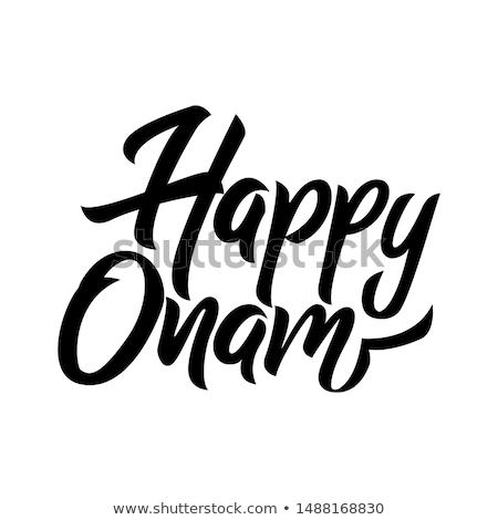 Happy Onam Festival Black Handwriting Lettering Isolated Zdjęcia stock © MarySan