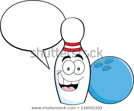 ストックフォト: Cartoon Bowling Ball With A Caption Balloon