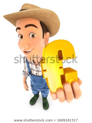 3d Farmer Holding Gold Euro Sign Zdjęcia stock © 3dmask