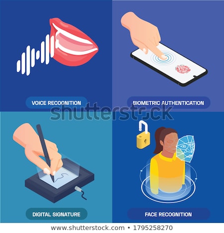 ストックフォト: Recognition Isometric Elements Icons Set Vector