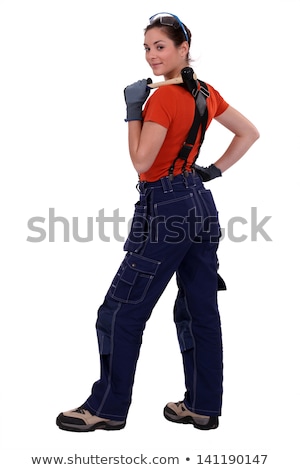 ストックフォト: Female Construction Worker Holding A Rubber Mallet