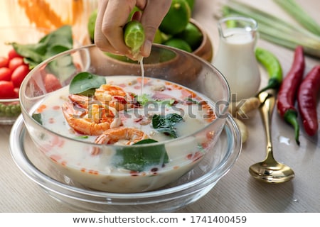 Stok fotoğraf: Tomyum Coconut Milk Mushroom And Mix Vegetable