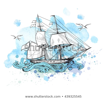 Sea Ship Marine Vector Watercolor Concept Foto d'archivio © Artspace