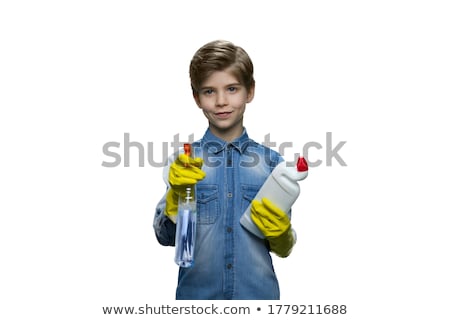 Foto stock: Adorable Little Boy At Home Toilet