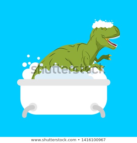 Сток-фото: Dinosaur In Bath Tyrannosaurus Is Washed In Bathroom Prehistor