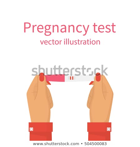 Foto stock: Young Happy Girl Holding A Positive Pregnancy Test Vector Isolated Illustration
