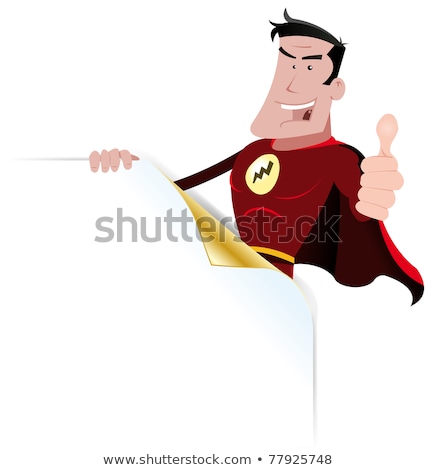 Zdjęcia stock: Cartoon Super Hero Holding A Sign