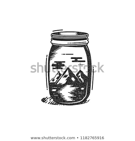 Zdjęcia stock: Travel T Shirt Print The Mountains And River In Jar Design Adventure Silhouette Printing Poster