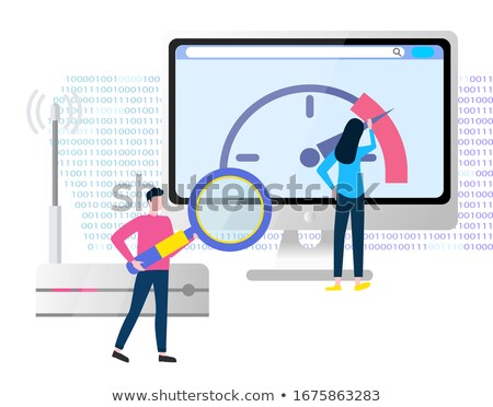 Stock photo: Monitor And Router People With Device Vector