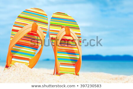 Stockfoto: Beach Sandal On The Sandy Sea Coast