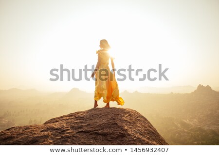 Stock fotó: Brunette In Waving Dress