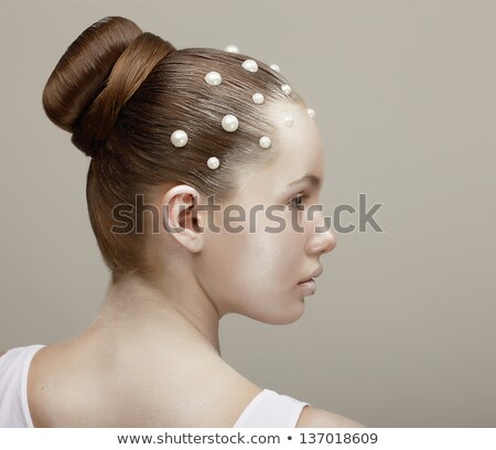 Stock foto: Profile Of Stylish Woman With Creative Hairstyle Silver Dyed Hair