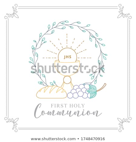 Foto stock: First Holy Communion Invitation Card