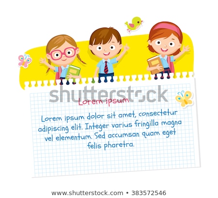 Stock fotó: Line Paper Template With Kids Reading Books