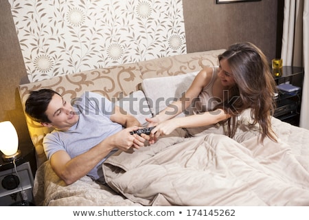 Stok fotoğraf: Family Conflict With Wife Husband In Bed