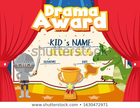 Stok fotoğraf: Certificate Template With Kids On Stage