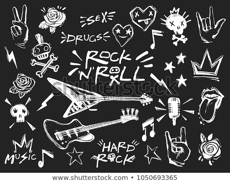 Stockfoto: Rock Symbol Mouth With Tongue Vector Illustration