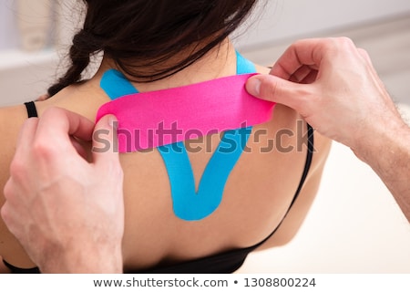 Foto stock: Special Physio Tape On Womans Back
