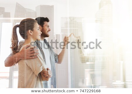 Zdjęcia stock: Man Over Singapore City Skyscrapers Background