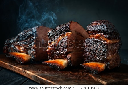 Foto stock: Barbecue Beef Ribs With Bbq Sauce Sliced