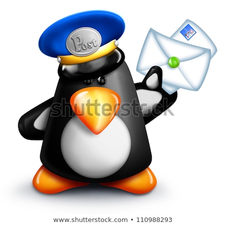 Stock fotó: Whimsical Cartoon Penguin Mailman