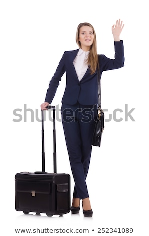 Woman With Suitcase Waving Hand Imagine de stoc © Elnur