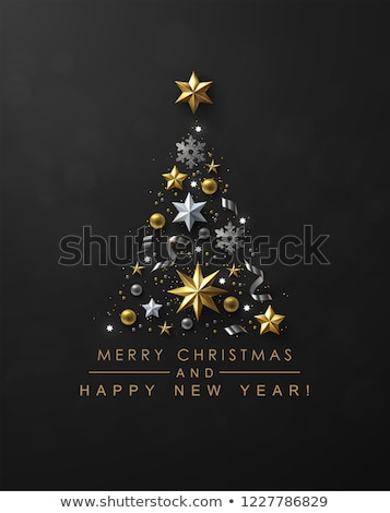 Stock photo: Christmas Greeting Card Black And Gold