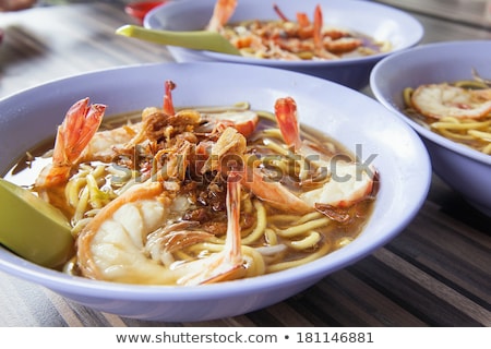 Stock photo: Hokkien Soup Prawn Noodles Closeup