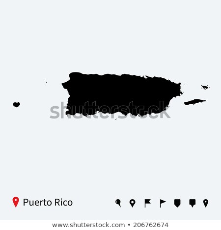 ストックフォト: High Detailed Vector Map Of Puerto Rico With Navigation Pins