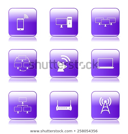 Stockfoto: Telecom Communication Square Vector Violet Icon Design Set 2