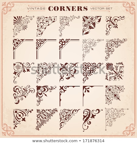 Stok fotoğraf: Decorative Calligraphic Ornaments Corners Borders And Frames For Page Decoration And Design