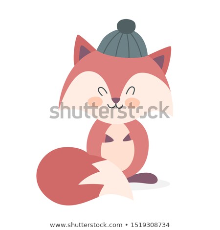 Stok fotoğraf: Funny Orange Fox With Long Tail Hand Drawn