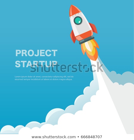 Сток-фото: Rocket Take Off Vector Cartoon Illustration