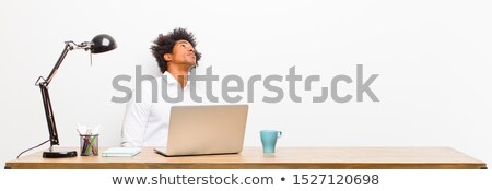 Foto stock: Portrait Of Frightened Businessman Looking Up To Side