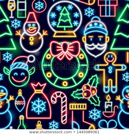 Zdjęcia stock: Christmas Neon Seamless Pattern
