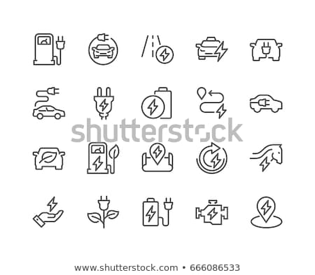 Zdjęcia stock: Electric Vehicle Linear Icons Set