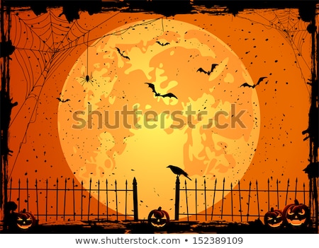 ストックフォト: Grungy Halloween Background With Pumpkins And Bats