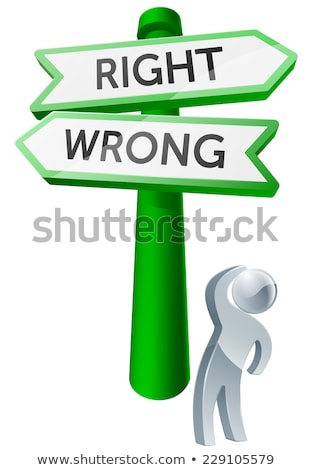 Foto stock: 3d People Road Sign Wrong Way Right Way