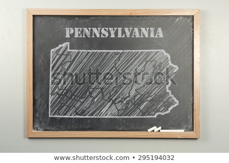 Zdjęcia stock: Outline Map Of Pennsylvania On Blackboard