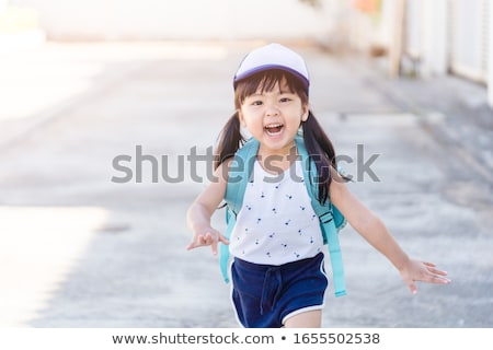 Сток-фото: Cute Girl Outdoor Going To Kindergarten