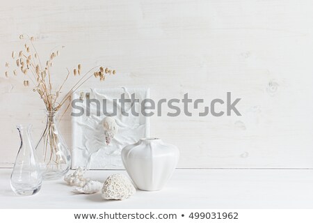 [[stock_photo]]: Soft Home Decor Of Shells And Corals On White Wooden Background